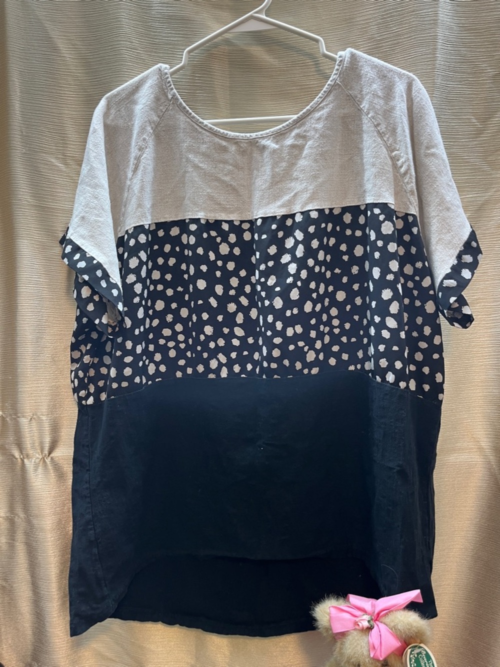 Umgee Navy and White Colorblock Short Sleeve Tunic